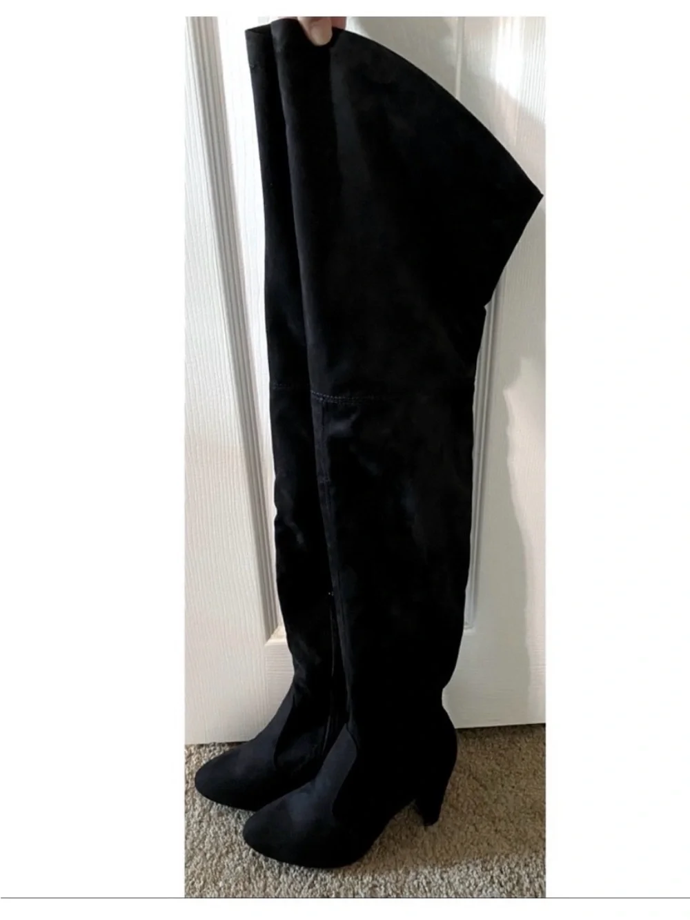 Wild Diva Black Over-the-Knee Suede Heeled Boots - Women, Size 7 (NWOT)